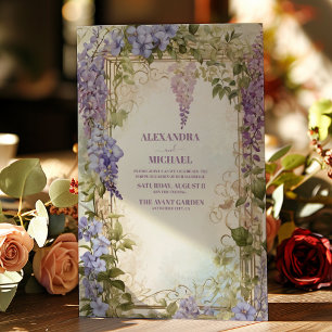Waterverf Wisteria Paarse Lila Floral Wedding Kaart