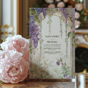 Waterverf Wisteria Paarse Lila Floral Wedding Kaart