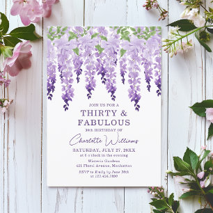 Waterverf Wisteria Thirty & Fabulous Floral Chic Kaart
