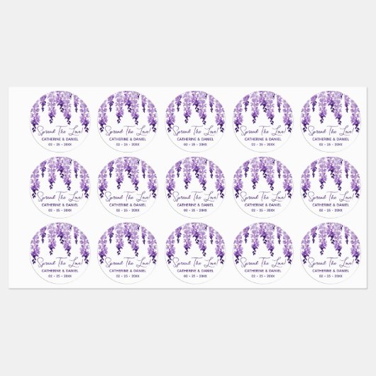 Waterverf Wisteria Wedding Spread The Love Script Labels (Vel)
