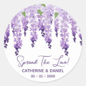 Waterverf Wisteria Wedding Spread The Love Script Ronde Sticker (Voorkant)