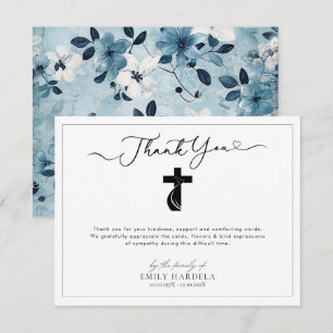 Waterverf Wit Blauw Bloemen Begrafenis Bedankt Kaa
