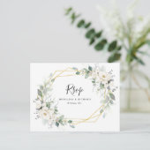 Waterverf wit bloemengroen bruiloft RSVP Briefkaart (Staand voorkant)