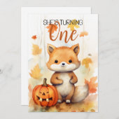Waterverf Wit & Bruin Funny Fox 1e Verjaardag Kaart (Voorkant / Achterkant)