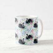 Waterverf wit en zwart swan-meer naadloos koffiemok (Voorkant rechts)