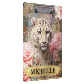 Waterverf  Wit Luipaard en Roze Rozen Klembord (Rechts)