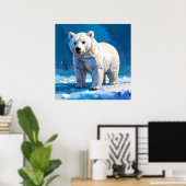 Waterverf Wit Polar Beer Kinder Poster (Thuiskantoor)