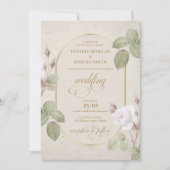 waterverf wit rose gouden boho boog kaart (Voorkant)