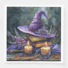 Waterverf Witch's Pet met Bloemen voor Decoupage
