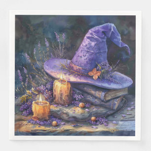 Waterverf Witch's Pet met Bloemen voor Decoupage Servet