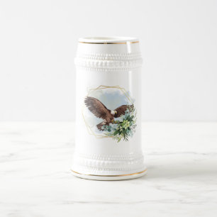 Waterverf Witte Arend Ingelijst Boeket   Bierpul
