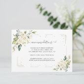 Waterverf Witte Bloem Gouden Confetti Bruiloft Informatiekaartje (Staand voorkant)