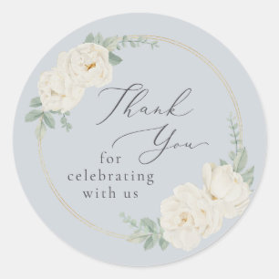 Waterverf witte bloemen bruiloft Dank u Sticker