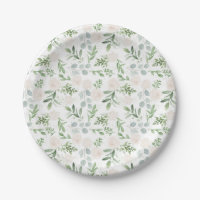 Waterverf Witte Bloemen en Groene Bladeren