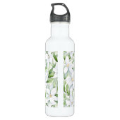  Waterverf witte bloemen gepersonaliseerd Waterfles (Achterkant)
