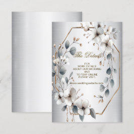 Waterverf Witte Bloemen Gouden Lijst Zilver Blauwg Informatiekaartje