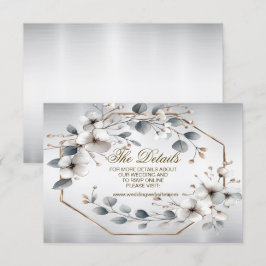 Waterverf Witte Bloemen Gouden Lijst Zilver Blauwg Informatiekaartje