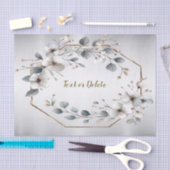 Waterverf Witte Bloemen Gouden Lijst Zilver Blauwg Tissuepapier (Craft)