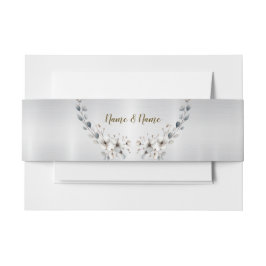 Waterverf Witte Bloemen Gouden Lijst Zilver Blauwg Uitnodigingen Wikkel