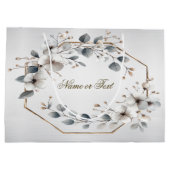 Waterverf Witte Bloemen Gouden Lijst Zilver Teal Groot Cadeauzakje (Achterkant)