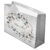 Waterverf Witte Bloemen Gouden Lijst Zilver Teal Groot Cadeauzakje (Voorkant Gekanteld)