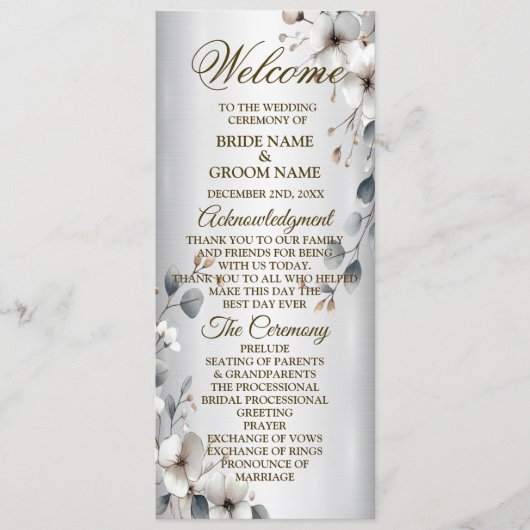 Waterverf Witte Bloemen Gouden Lijst Zilveren brui Programma (Voorkant)