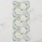 Waterverf witte bloemen, pastelblauw menu (Achterkant)