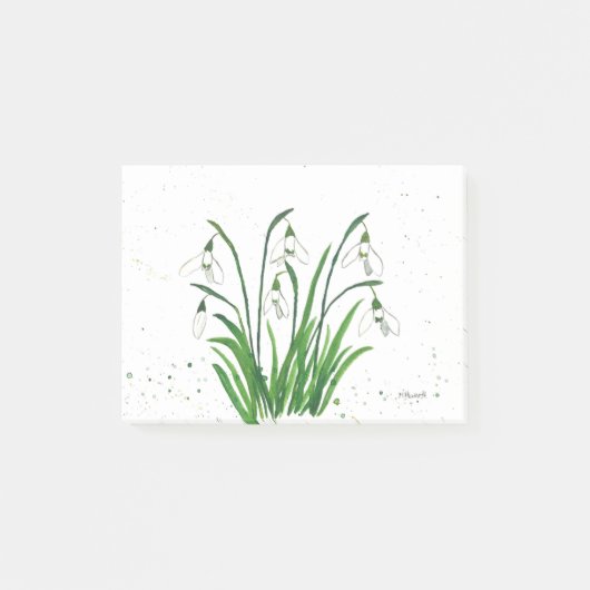 Waterverf witte bloemen post-it® notes (Voorkant)