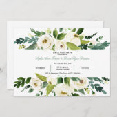 Waterverf Witte Bloemenframe Bruiloft Kaart (Voorkant / Achterkant)