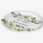 Waterverf Witte Bloemenframe Liefde en Dank Papieren Bordje (Gekanteld)