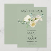 Waterverf Witte Calla Lilies Boeket Save The Date (Voorkant / Achterkant)
