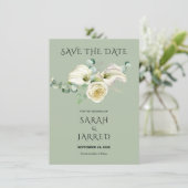 Waterverf Witte Calla Lilies Boeket Save The Date (Staand voorkant)