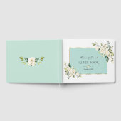 Waterverf Witte Crème Bloemen Groene Frame Bruilof Gastenboek (Volledig)