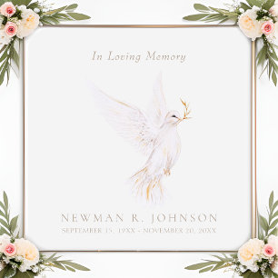 Waterverf Witte Duif van de Vrede Begrafenis Memor Vierkante Kartonnen Onderzetter