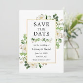 Waterverf Witte Floral sparen de Kaart van de Datu (Staand voorkant)