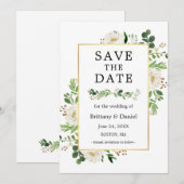 Waterverf Witte Floral sparen de Kaart van de Datu (Voorkant / Achterkant)