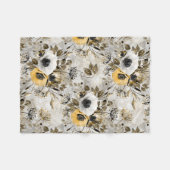 Waterverf witte, gele bloemen fleece deken (Voorkant (Horizontaal))