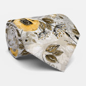 Waterverf witte, gele bloemen stropdas (Opgerold)