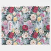 Waterverf witte, gele en roze rozen fleece deken (Voorkant (Horizontaal))