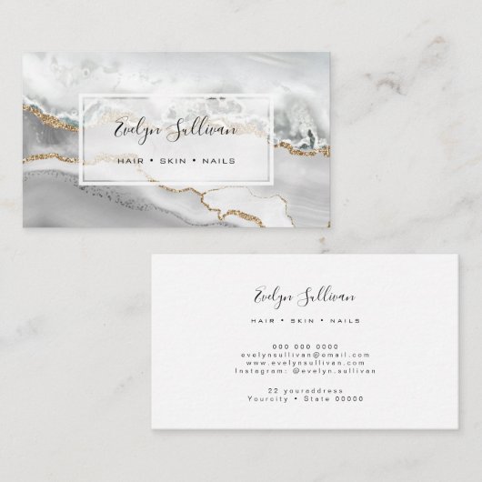 waterverf witte geode visitekaartje (Voorkant / Achterkant)