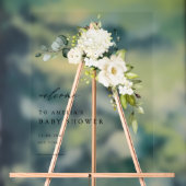 Waterverf Witte Hortensia en Roos Baby shower Acryl Bord (Neutraal)