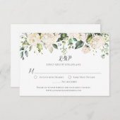 Waterverf Witte Hydrangeas en Rozen Groen RSVP (Voorkant / Achterkant)