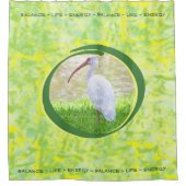 Waterverf Witte Ibis Balances op één been Douchegordijn (Voorkant)