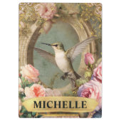 Waterverf  Witte Kolibrie & Roze Rozen Klembord (Achterkant)