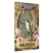 Waterverf  Witte Kolibrie & Roze Rozen Klembord (Rechts)