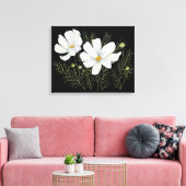 Waterverf Witte Kosmos Bloemen Botanische Schilder Canvas Afdruk (Insitu (Woonkamer))