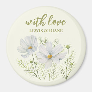 Waterverf Witte Kosmos Bloemen Botanische Schilder Magneet