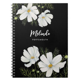 Waterverf Witte Kosmos Bloemen Botanische Schilder Notitieboek