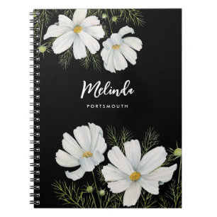 Waterverf Witte Kosmos Bloemen Botanische Schilder Notitieboek