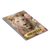 Waterverf Witte Leeuw en Roze Rozen Notitieboek (Rechterzijde)